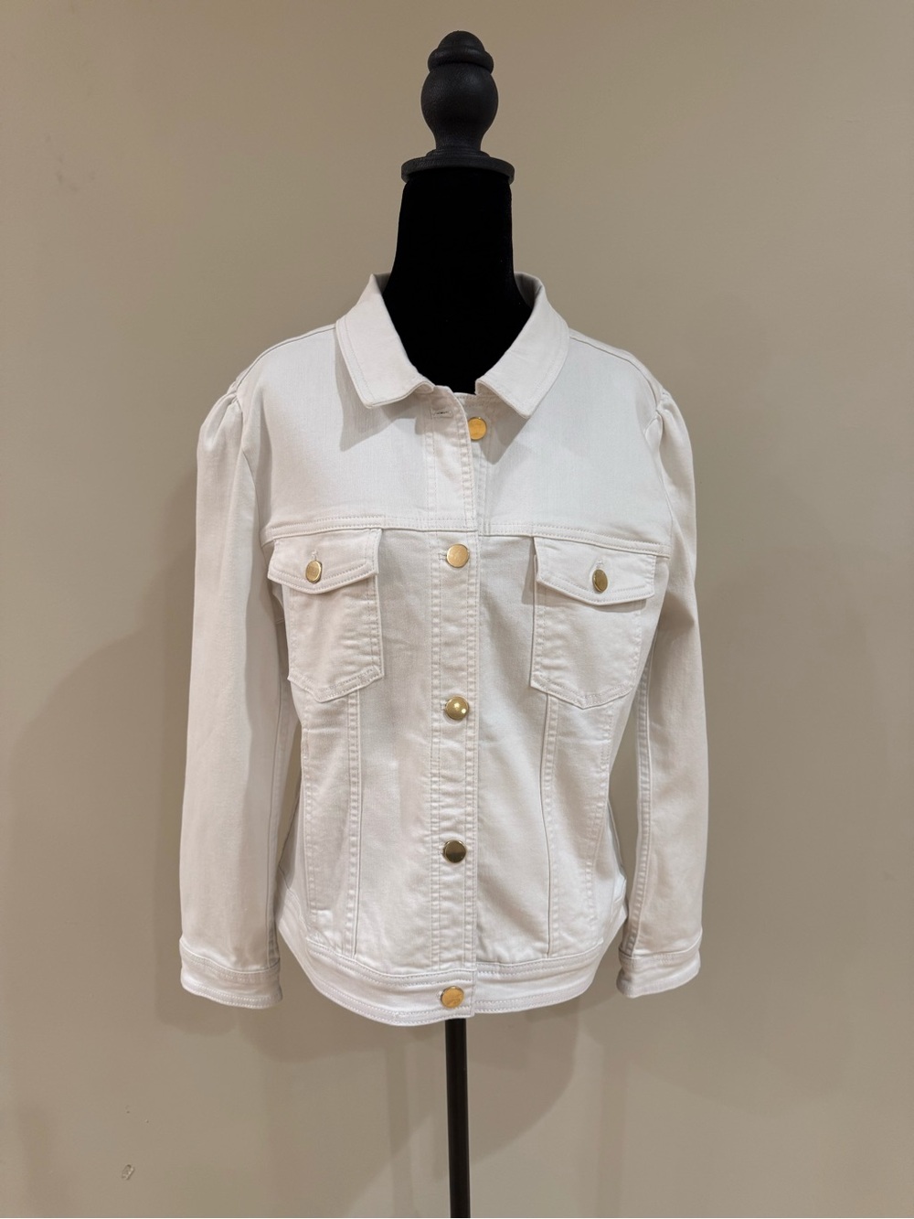 Soft Surroundings White Button-Front Denim Jacket - Picture 3 of 7